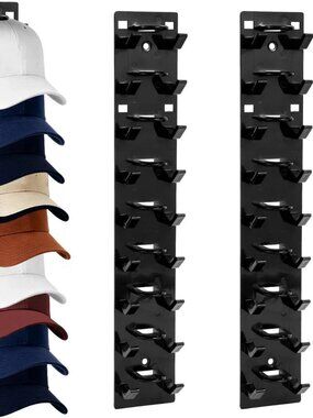 2 Pack Hat Organizer for Baseball Caps, Hat Rack for Wall with Strong Adhesive